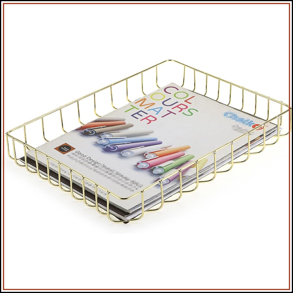 Home Bathroom Images - Elegant Gold Wire Desk Tray for