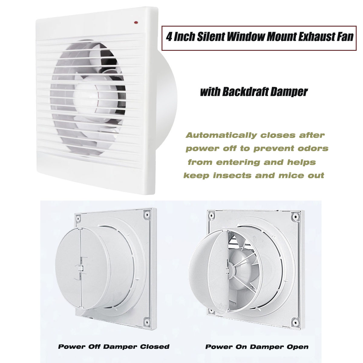 Home Bathroom Ventilation - 4 Inch Silent Window Mount Exhaust