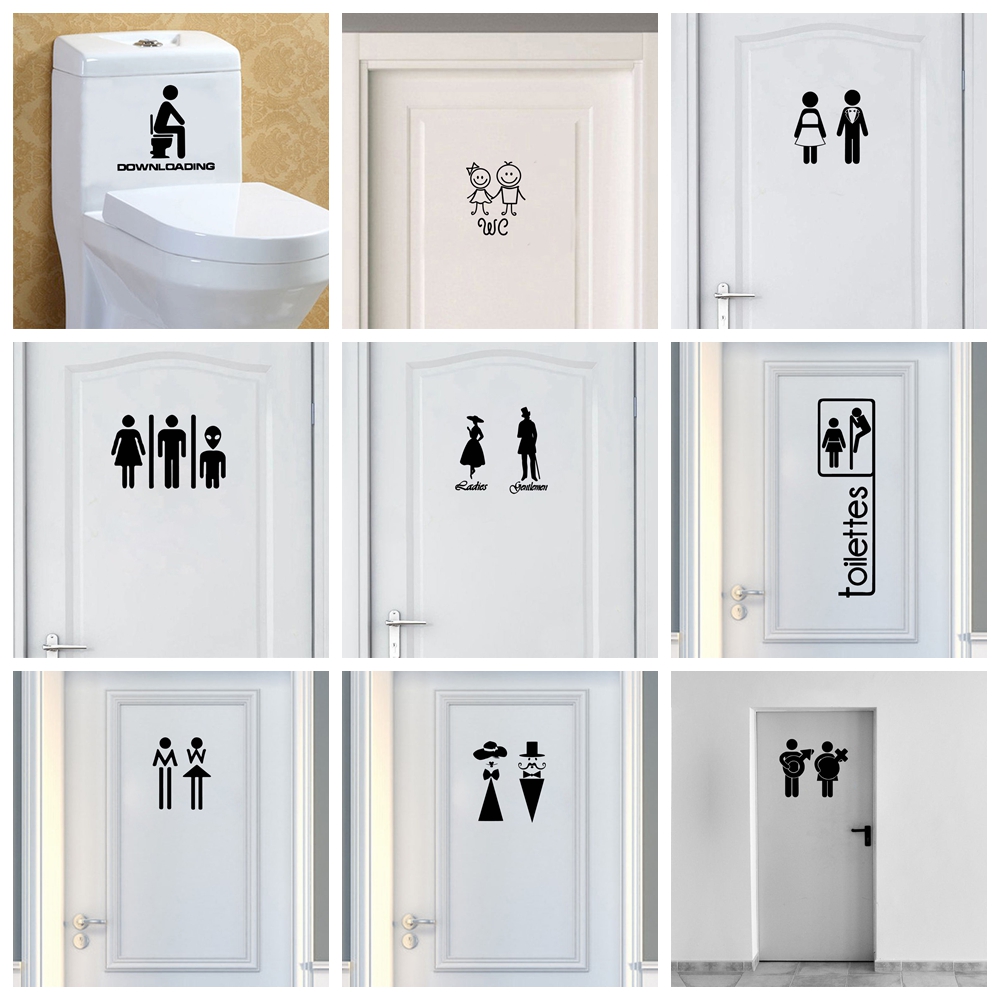 Home Bathroom Wall Tiles - 1 pc Cartoon Style Toilet and