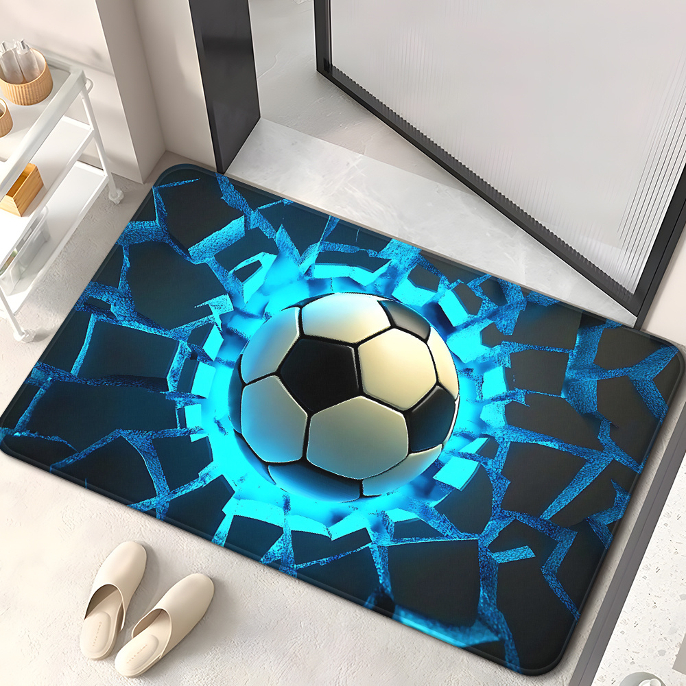 Home Bathroom Break - Soccer Ball Breaking Wall Flannel Rug
