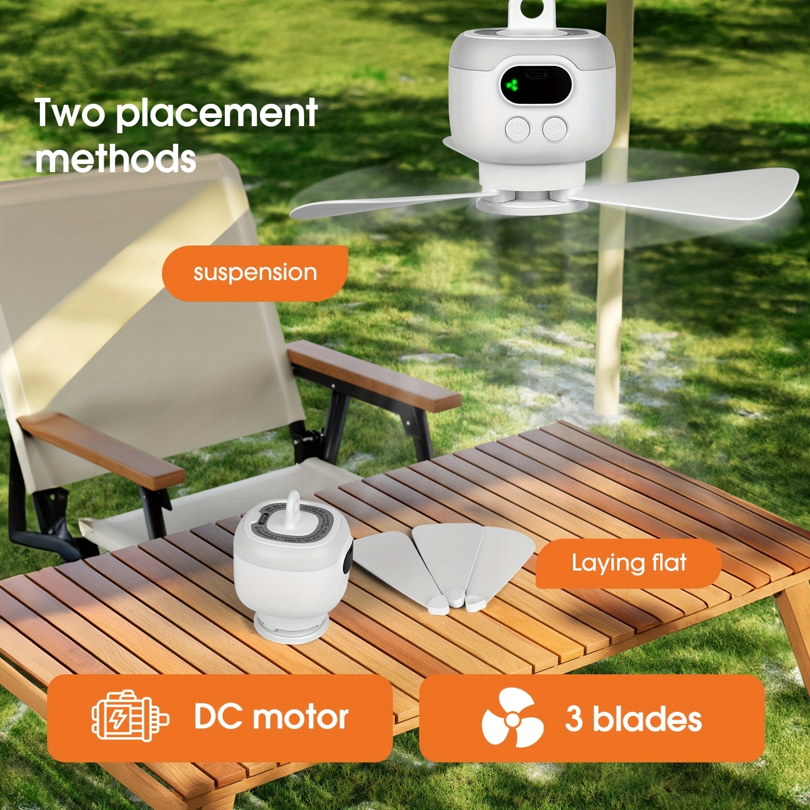 Home Bathroom Ventilation - Portable Ceiling Fans 8000mAh Outdoor Camping
