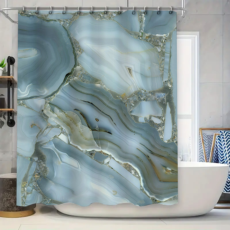 Home Bathroom Images - Blue Marble Shower Curtain Waterproof Bathroom