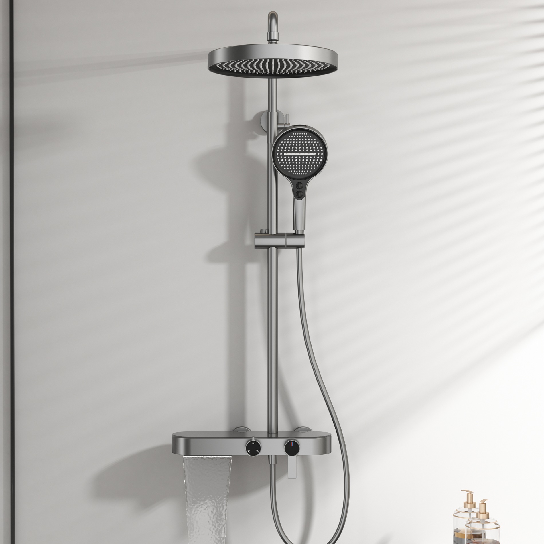 Home Bathroom Set - Gunmetal Gray Shower Set For Home
