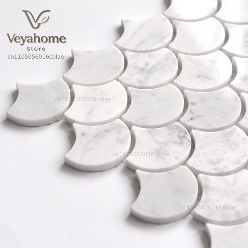Fish Scale Scalloped Marble Mo - огляд і ціна Home Bathroom Wall Tiles