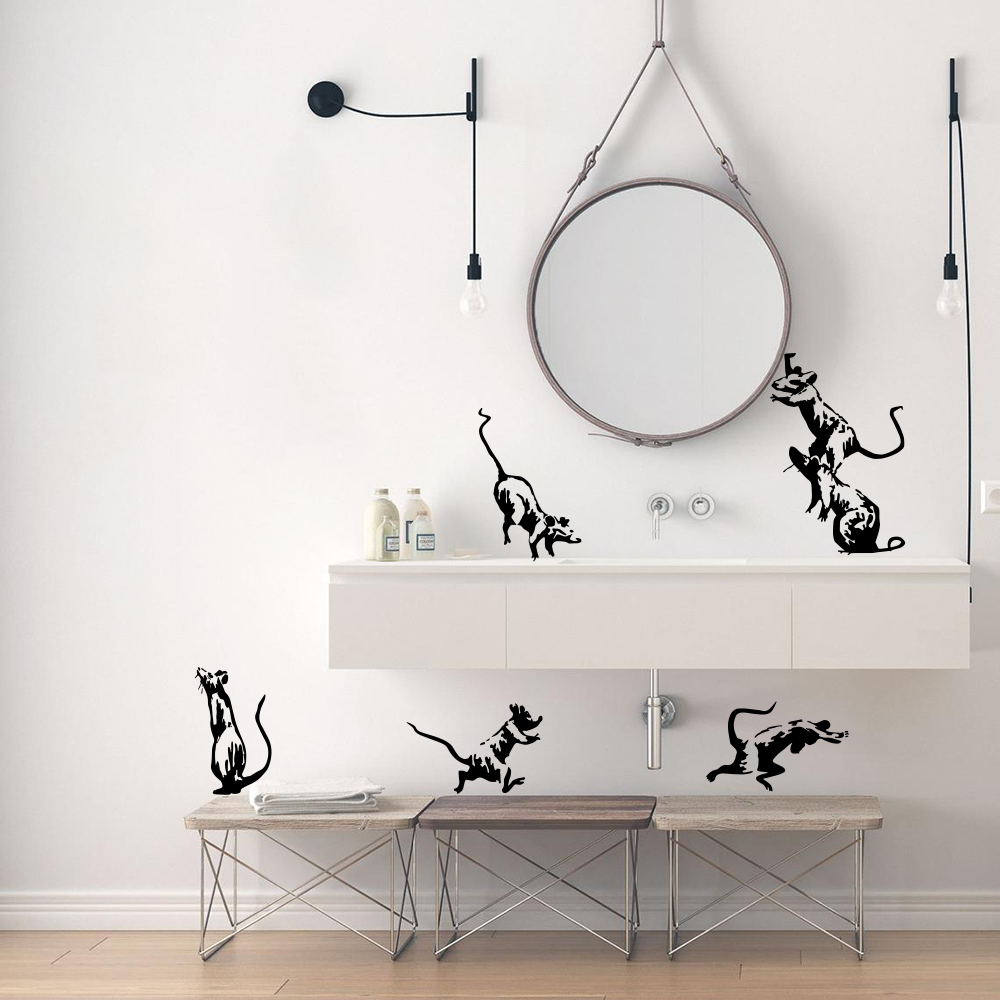 5Pcs Banksy Toilet Rats Wall S - огляд і ціна Home Bathroom Wall Tiles