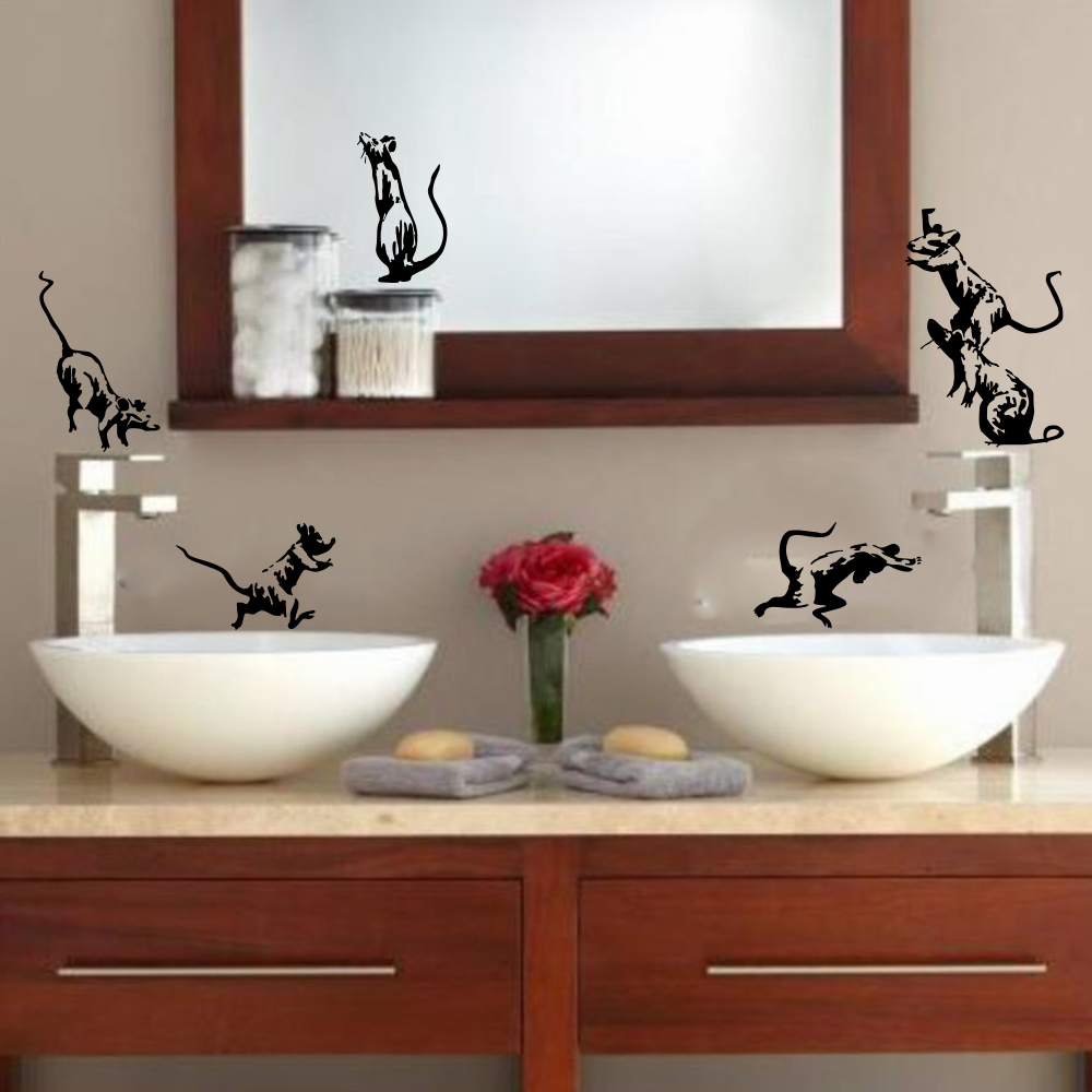 5Pcs Banksy Toilet Rats Wall S - огляд і ціна Home Bathroom Wall Tiles