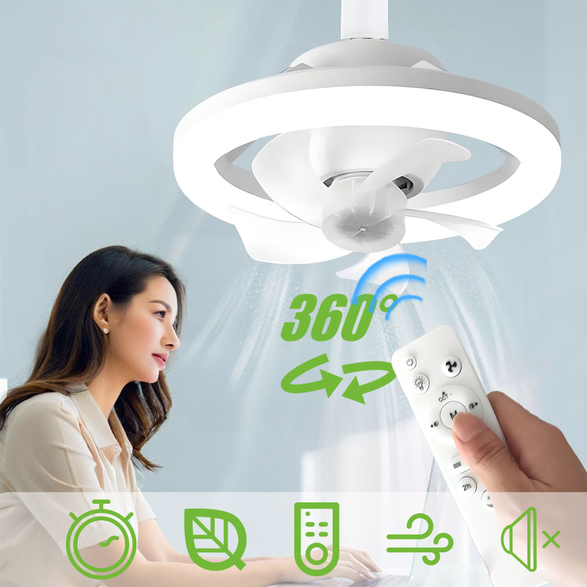 360°Rotating E27 Ceiling Fan B - огляд і ціна Home Bathroom Ventilation