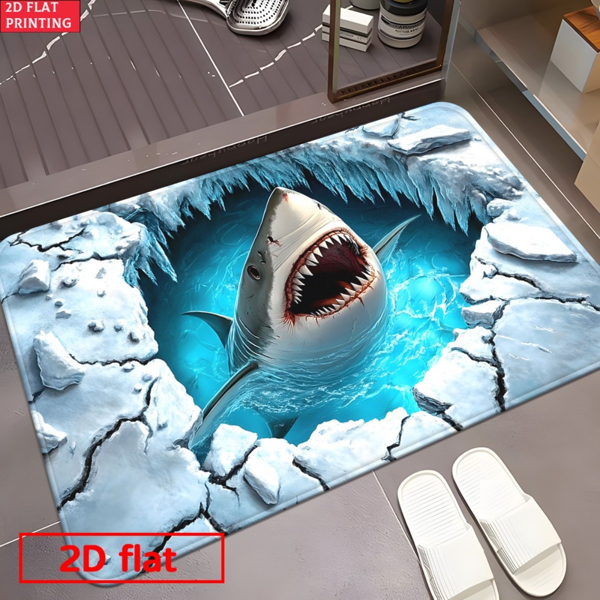 3D Shark Breaking Ice Flannel  - огляд і ціна Home Bathroom Break