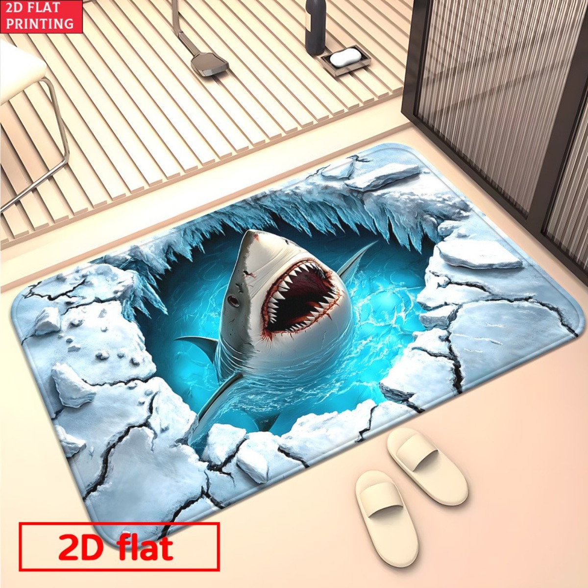 3D Shark Breaking Ice Flannel  - огляд і ціна Home Bathroom Break