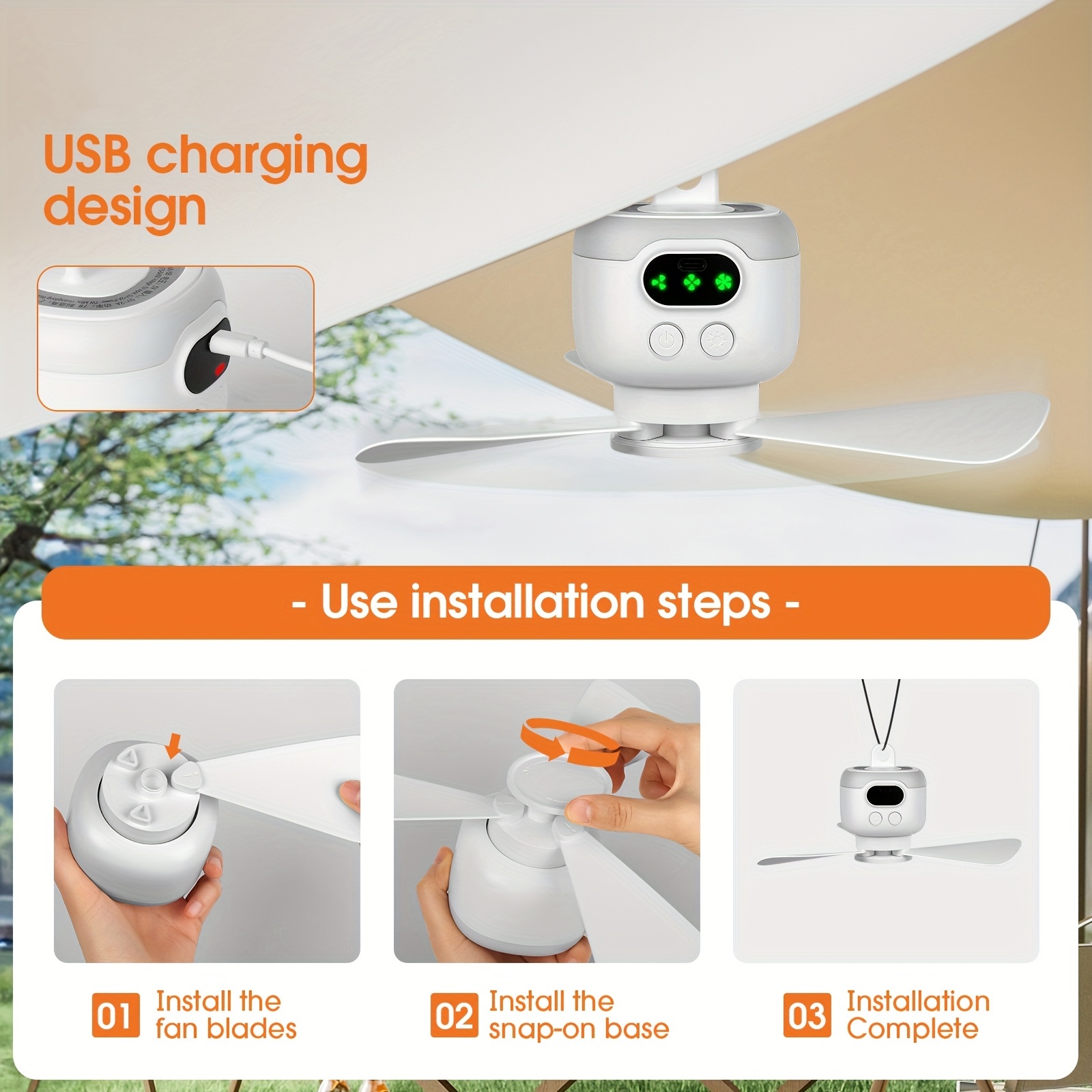 Portable Ceiling Fans 8000mAh  - огляд і ціна Home Bathroom Ventilation