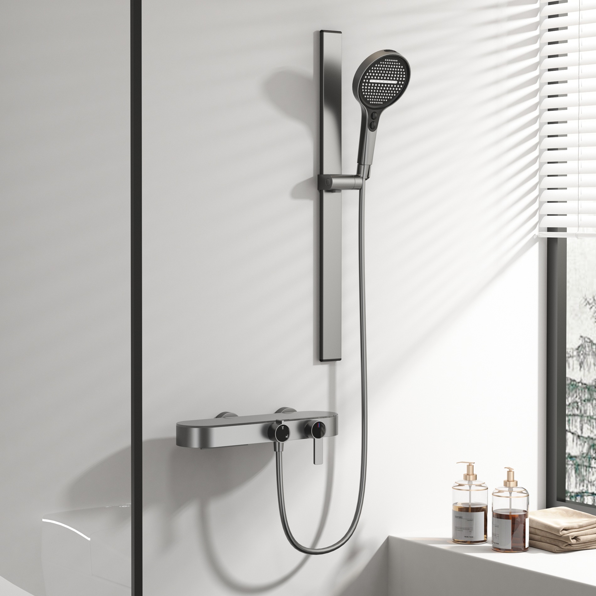 Gunmetal Gray Shower Set For H - огляд і ціна Home Bathroom Set