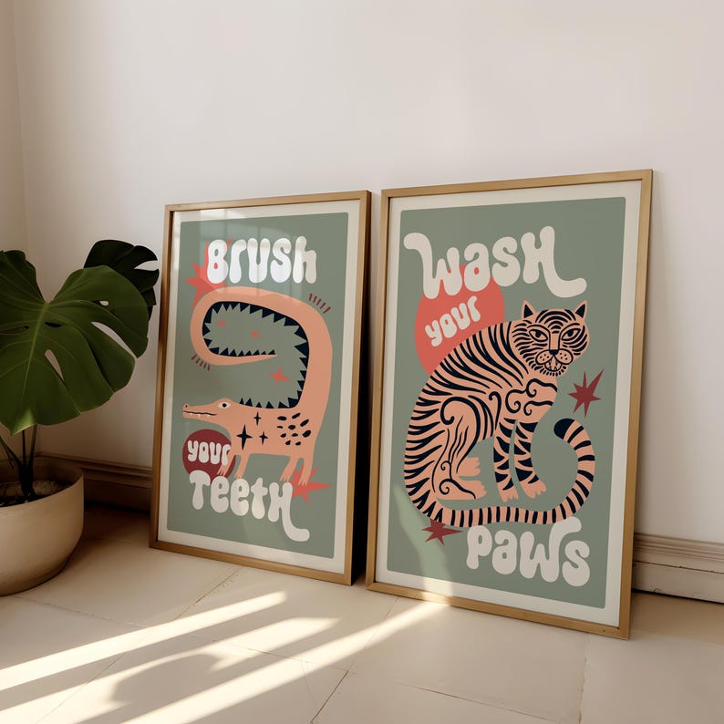 2pcs/set Tiger Wash Your Paws  - огляд і ціна Home Bathroom Set