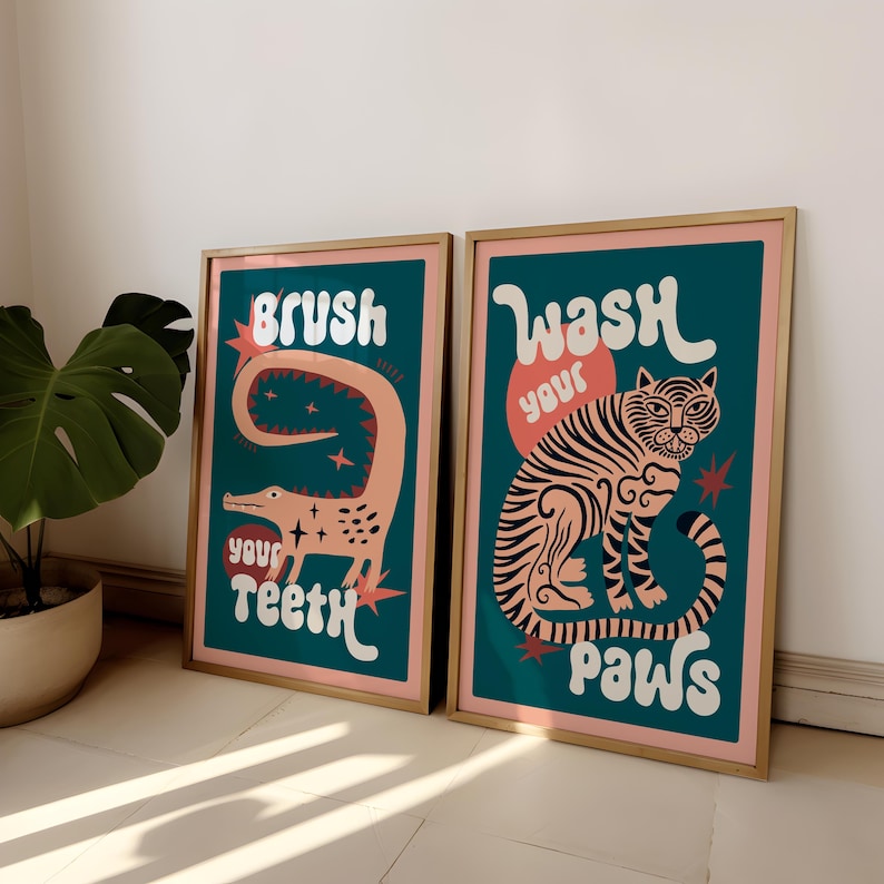 2pcs/set Tiger Wash Your Paws  - огляд і ціна Home Bathroom Set